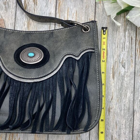 Justin Western Cowgirl Country Leather Fringe Crossbody Bag Purse - Picture 13 of 14